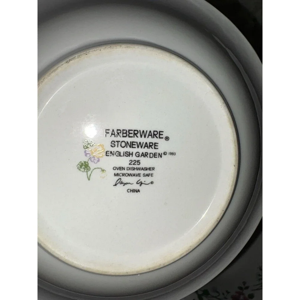 Farberware Stoneware English Garden 225 Soup Cereal Bowls Set Of 4 Flowers